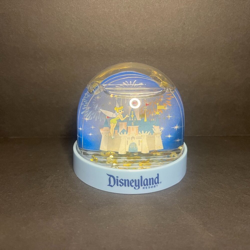 Disneyland Resort Blue Tinker Bell & Disney Castle Collectible Dome Snow Globe